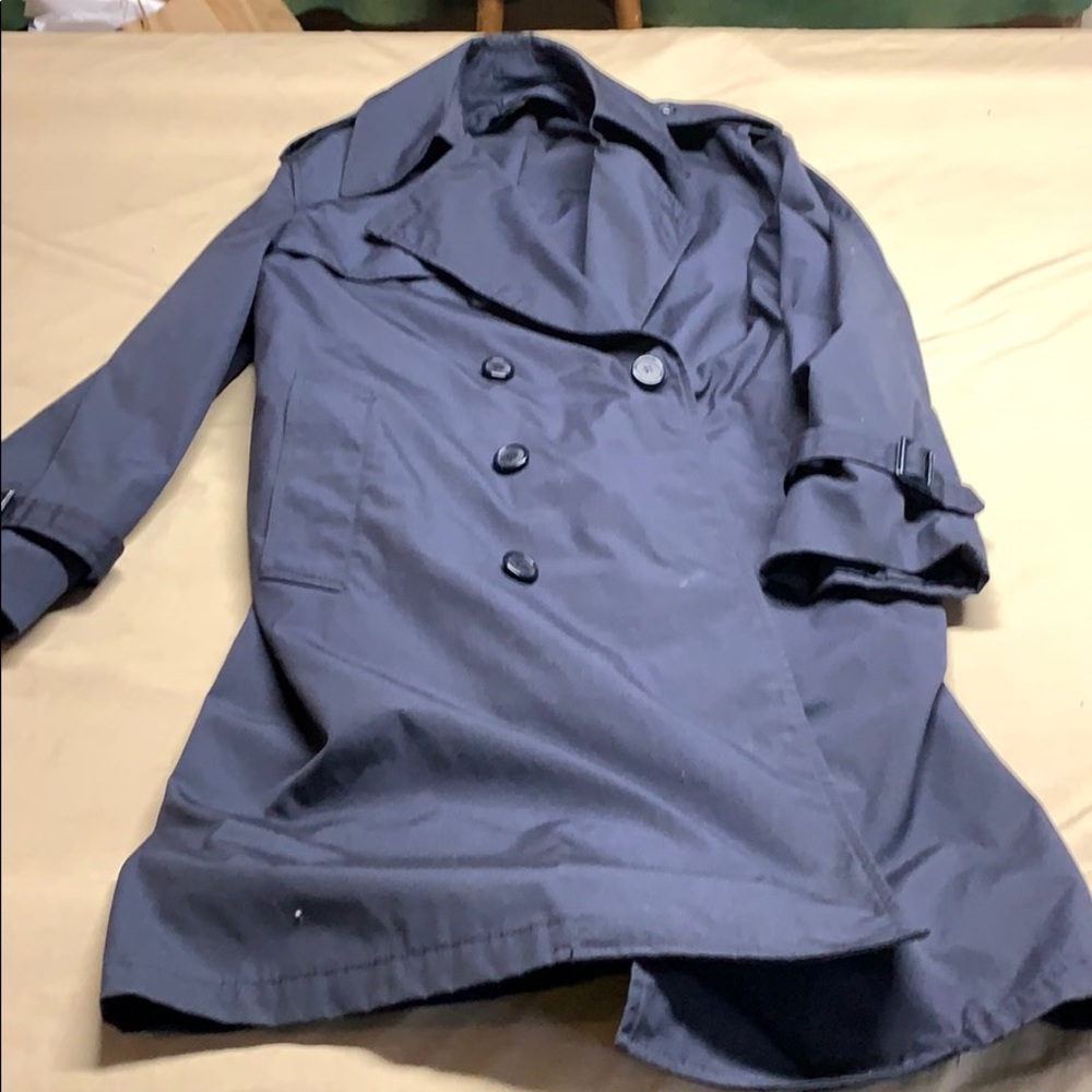 Navy belted trench coat